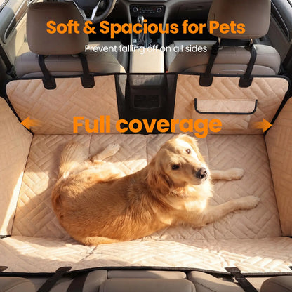 VALUXE Waterproof Dog Car Seat Cover for Large Dogs - Full-Cover Back Seat Protector, Foldable Design, Beige/Black
