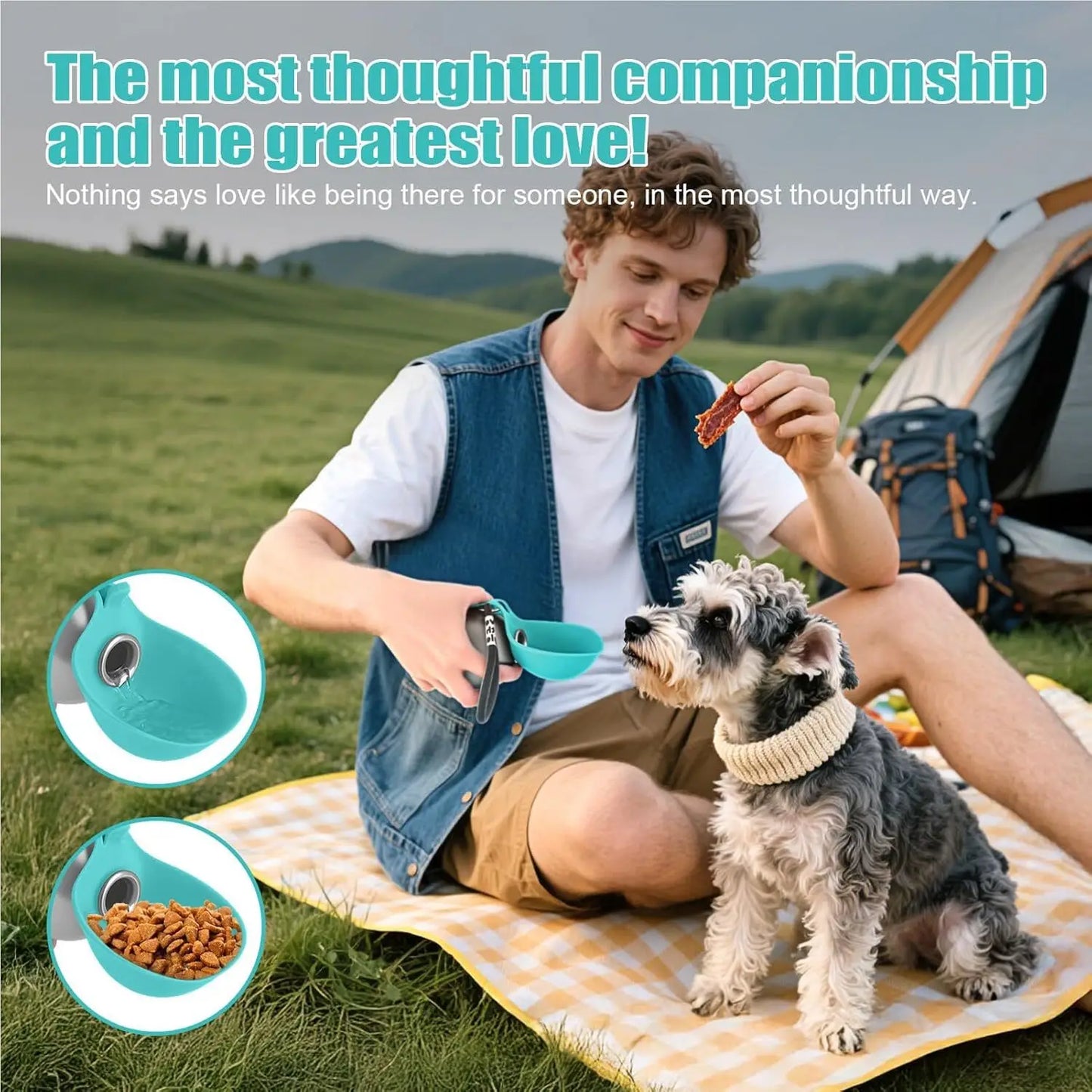 Stainless Steel Leak-Proof Dog Drinking Bottle with Silicone Bowl, 285ml - Ideal for Cats and Dogs During Walks and Hikes