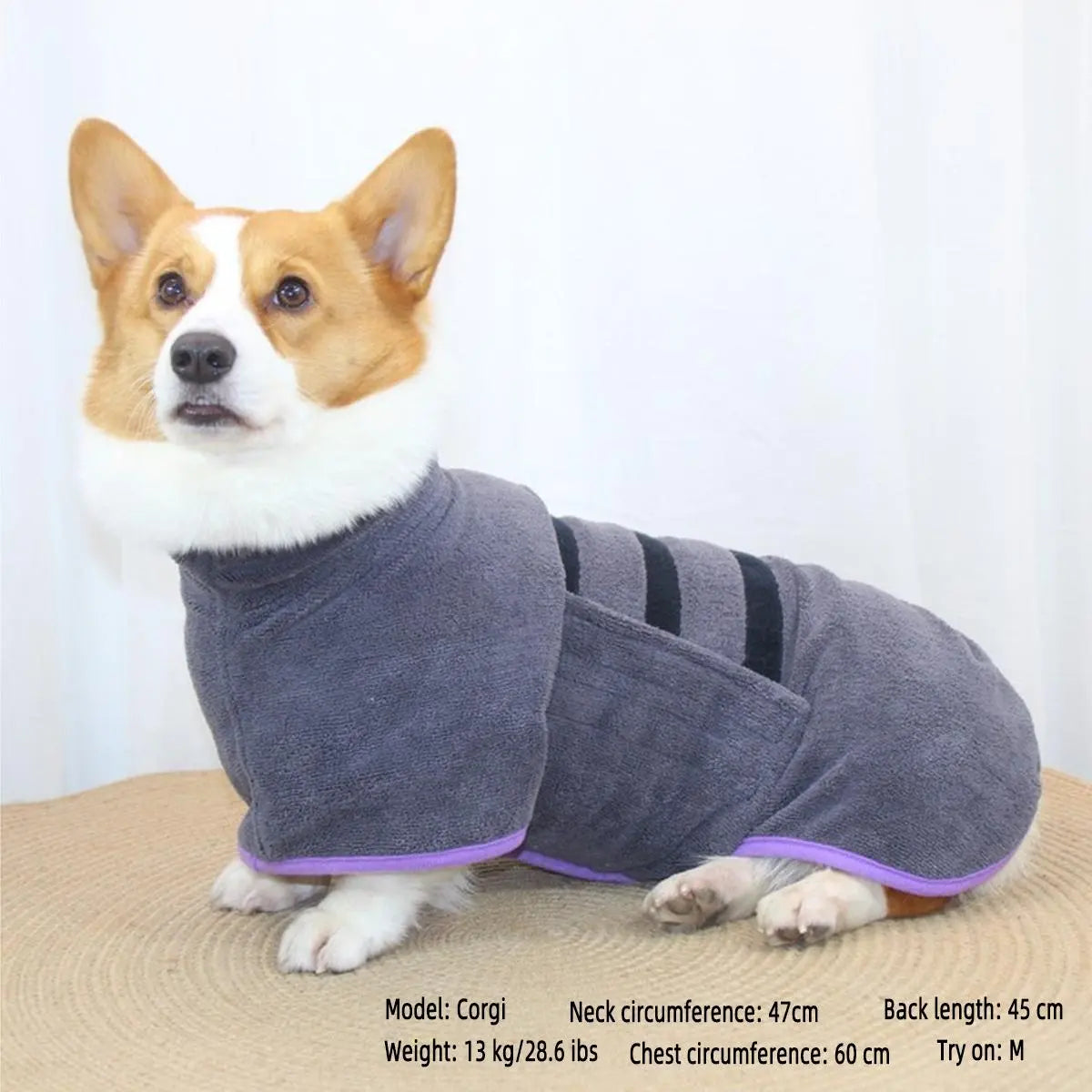 Pet Bath Robe - Quick-Drying Grooming Cloak with Hook & Loop Fastener, Soft and Comfortable Towel for Dogs and Cats, Ideal Grooming Accessory and Valentine's Day Gift